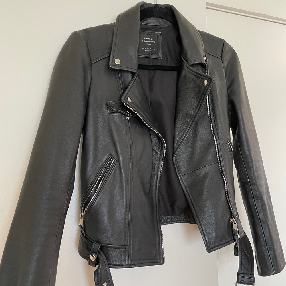 Zara Genuine Leather Motorcycle Jacket